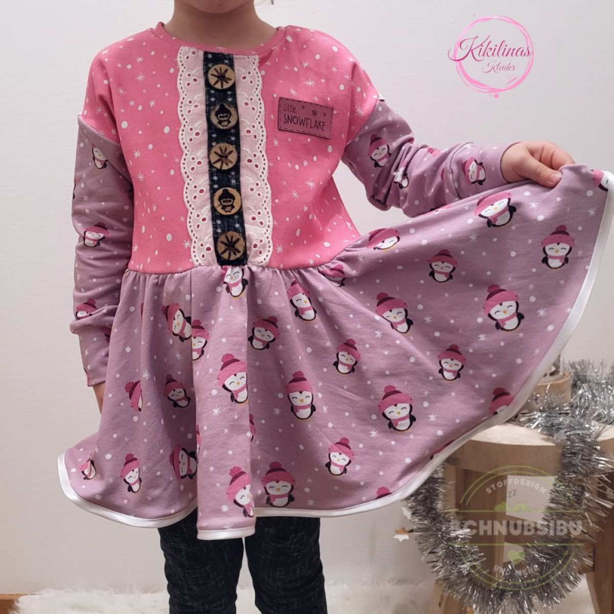 French Terry Winterpinguine rosa